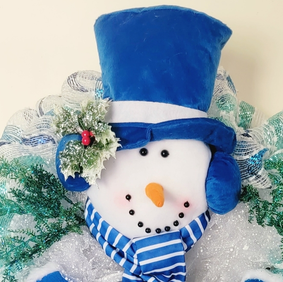 Christmas Snowman Wreath Winter Hanukkah - Picture 4 of 7